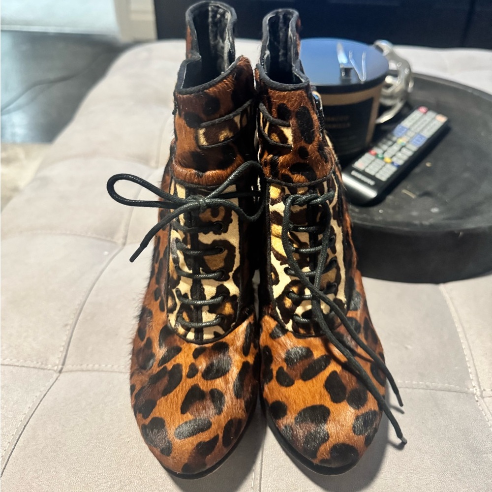 Sam Edelman Leopard Print Lace-Up Boots